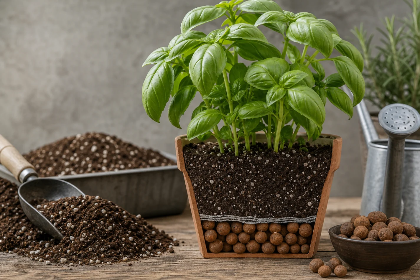 Drenagem e substrato para o manjericão | Horta em Vaso Drenagem e substrato para o manjericão melhor vaso para manjericão